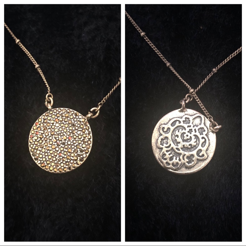 Lucky Brand Gold Tone Double Sided Stoned Necklace